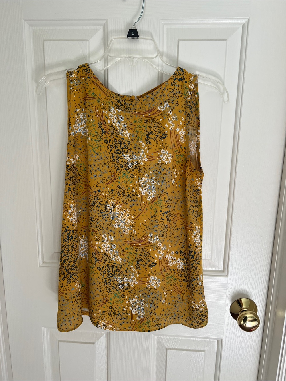 LOFT Mustard Floral Sleeveless Shell Top